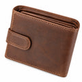 Portefeuille 12 x 9.5 x 2 cm en similicuir marron à rabat compact