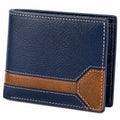 Portefeuille homme 12 x 9 x 2 cm en matière synthétique bleu marine marron pliant