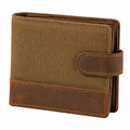 Portefeuille pliant 12 x 10 x 2 cm en textile kaki et brun avec fermeture pression
