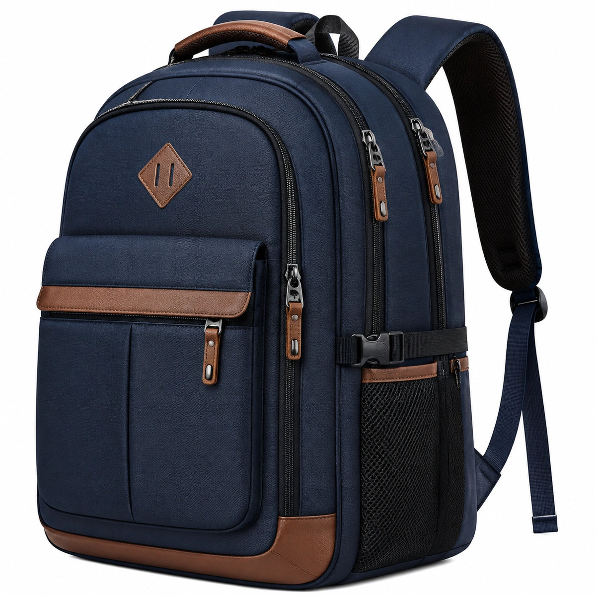 Sac à dos 32 x 20 x 48 cm en textile bleu marine pour ordinateur avec compartiments multiples