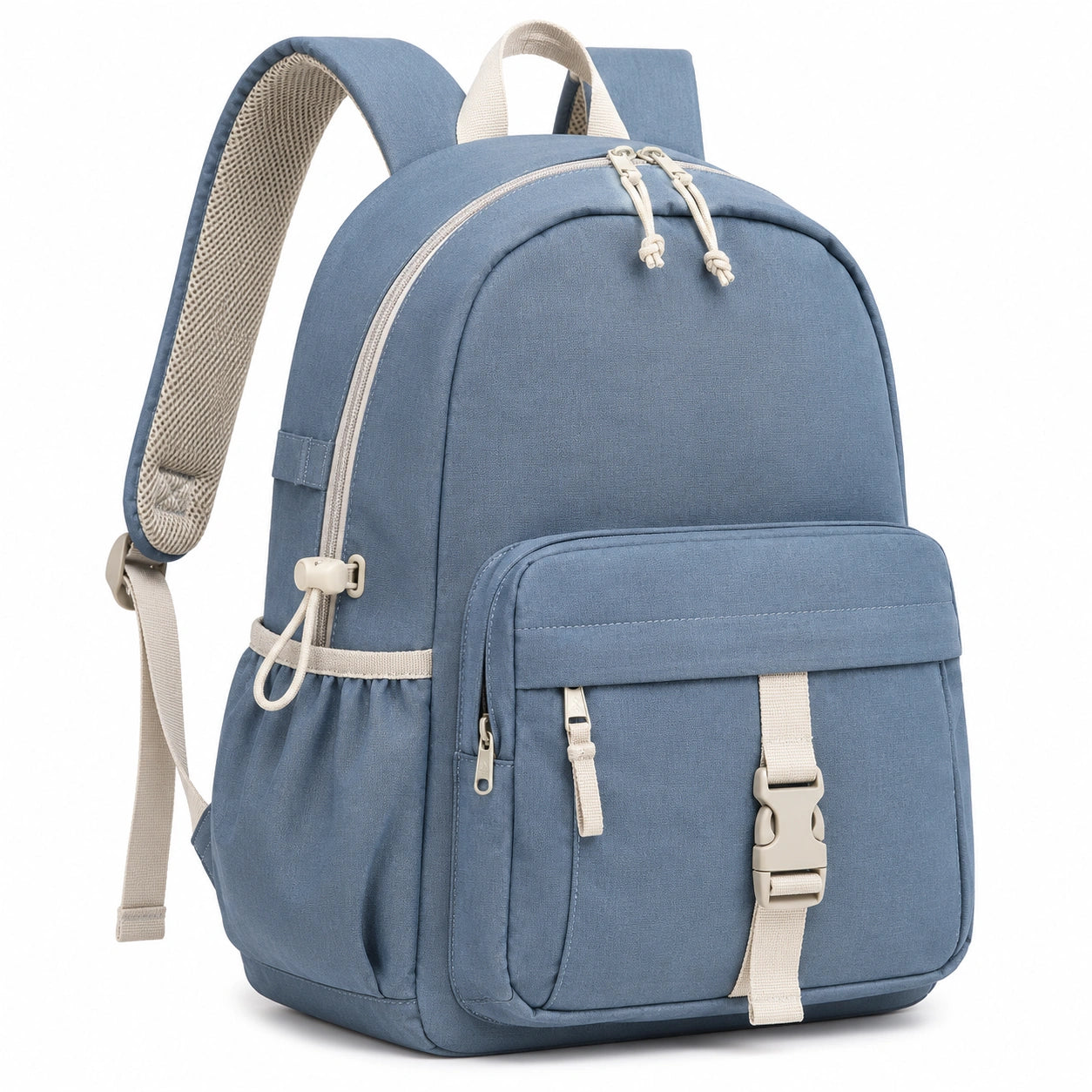 Sac à dos 30 x 16 x 42 cm en tissu bleu à compartiments pour usage quotidien