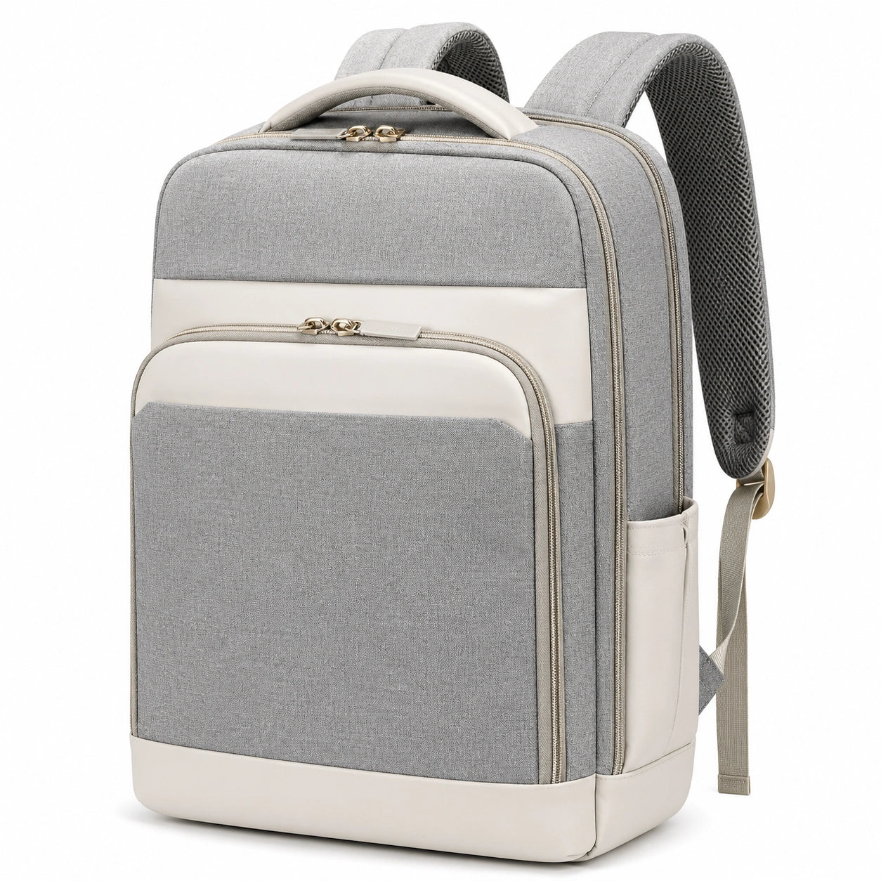 Sac à dos 32 x 16 x 42 cm en polyester gris et blanc à compartiments pour quotidien