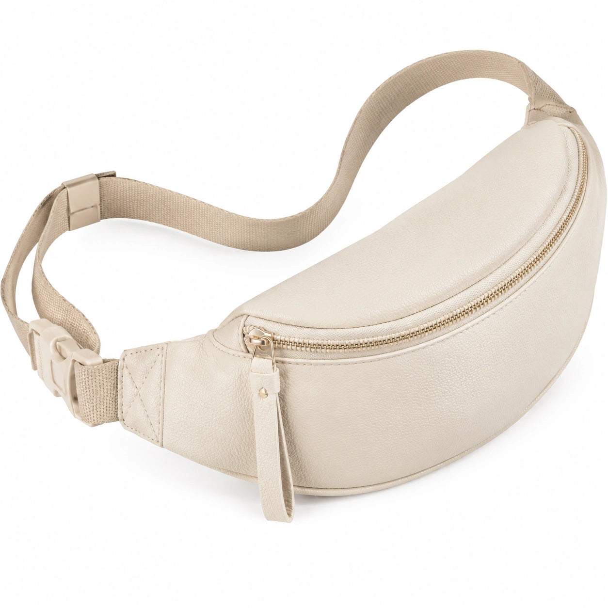 Sac banane 28 cm en matière synthétique beige pour rangement quotidien à sangle réglable