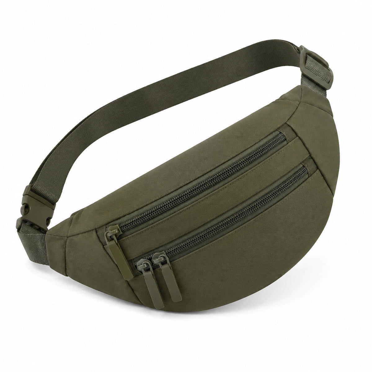 Sac banane 32 cm en textile vert kaki à sangle réglable