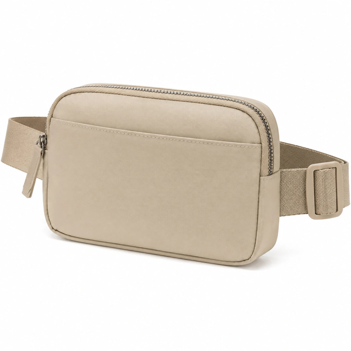 Sac banane 22 x 6 x 14 cm en textile beige avec sangle réglable