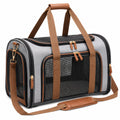 Sac de transport pour animaux 45 x 25 x 30 cm gris et marron en textile avec panneaux en maille