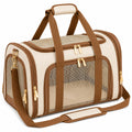 Sac de transport pour animaux 45 x 28 x 30 cm en textile beige et marron à panneaux en maille