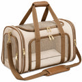 Sac de transport pour animal 45 x 30 x 30 cm en textile beige et marron avec maille aérée