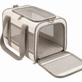 Sac de transport pour animaux 45 x 28 x 28 cm en tissu beige et gris avec panneaux en maille respirante