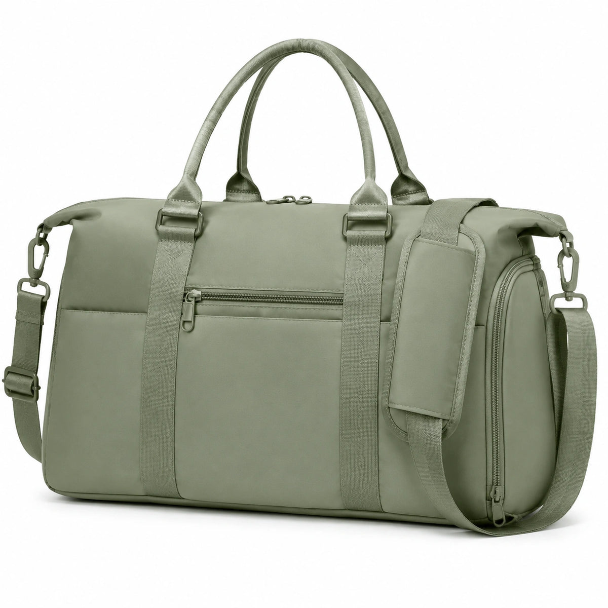 Sac de voyage 50 x 25 x 30 cm en polyester vert kaki à bandoulière réglable