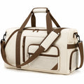 Sac de voyage 50 cm en textile beige et marron avec poches zippées et bandoulière