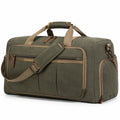 Sac de voyage 55 cm en textile vert kaki avec bandoulière réglable style vintage