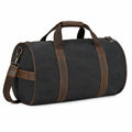 Sac de voyage 50 cm en toile noire et cuir marron style week-end